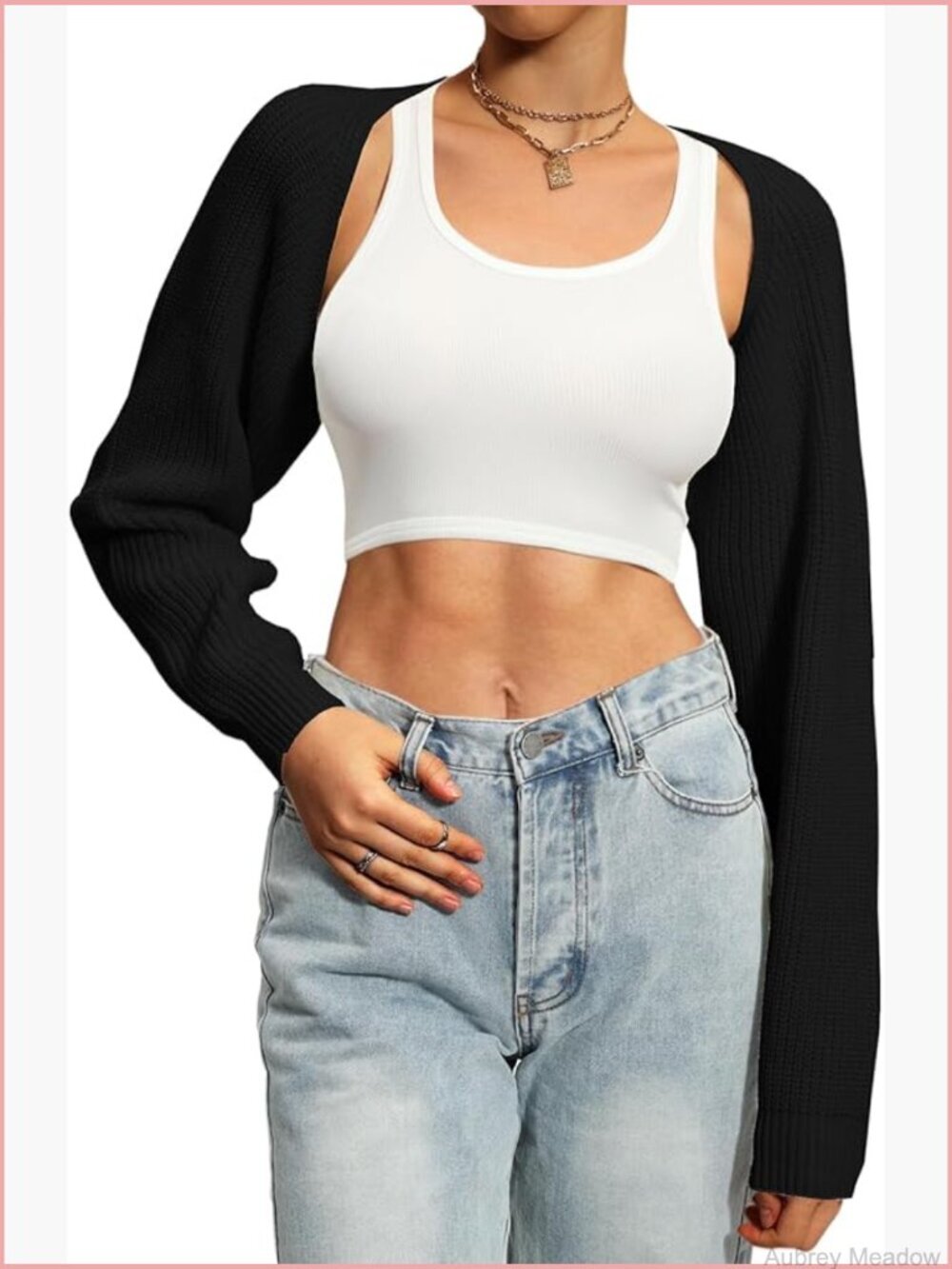 Knit Bolero Shrug Sweater Long Sleeve Open Cropped Cardigan